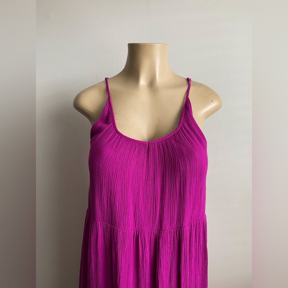 Loft Tiered Midi Dress Sleeveless Flowy Aline Fit & Flare strapped Formal Casual - Picture 9 of 12